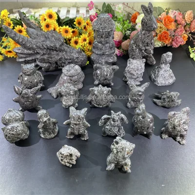 Factory Price Natural Healing Gemstone Yooperlite Cartoon Animal Carvings for Decor