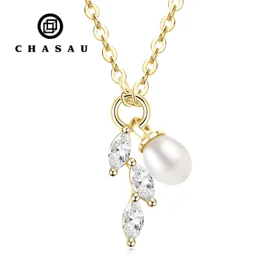 Elegant Retro 4-4.5mm Oval Freshwater Pearl Scattered Branches Necklace for Women Fashionable Gold-plated Jewelry