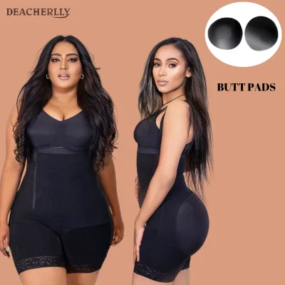 Faja Padded Shapewear Side Zipper Body Shaper Short With Removable Butt Pads Waist Trimmer Butt Lifter