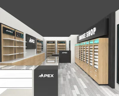 Custom Smoke Shop Display Fixtures Modern Cigarette Store Display Cabinet Solution for Tobacco Retail Shop Interior Design