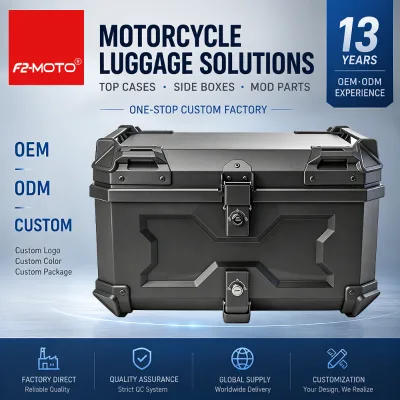 Manufacturer's 58L  ABS Fall-Resistant Top Box Waterproof Motorcycle Toolbox with X Logo Design