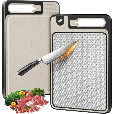 Diamond Texture 304 Stainless Steel Cutting Board with Knife Sharpener Heavy Duty Chopping Board Scratch Resistant Bulk Supplies