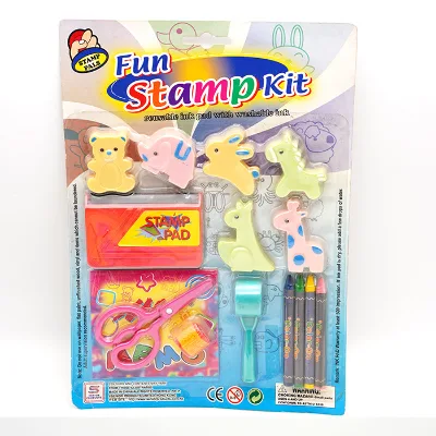 Cute Toy Foam Roller Stamp with Ink Pad Set  for Childien Gift , Self-inking Rolling Stamp