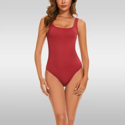 Wholesale Women's Nylon Bodysuit Shapewear Tank Top Threaded Fabric Seamless Shapewear Body Shapewear