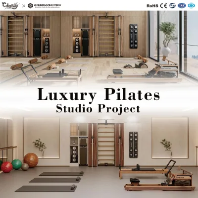 Walnut Wood Pilates Reformer 5 Piece Set Luxury Studio Equipment Custom Gym Project Solution Full Set Commercial Wholesale