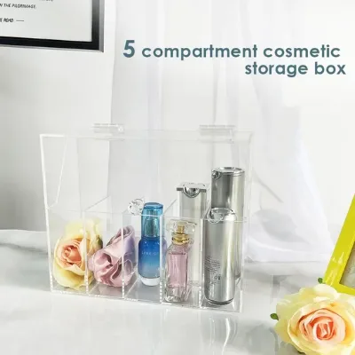 Desktop Dustproof Eco-Friendly Acrylic Cosmetic Makeup Organizer Storage Case Boxes with Divided Slots Modern Fashionable Design