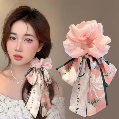 Bow Hairband 2025 New Style Sweet Ribbon Scrunchie High-End Elastic Hair Accessory for Women Wedding