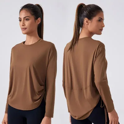 Fitness Sportswear Women Tops Long Sleeve Shirts Casual Basic Crewneck Oversized Tee Loose Fit Fall Fashion Clothes