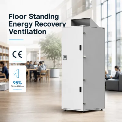 Modern School Vertical Heat Recovery Ventilator with High Efficiency EC Fan Low Noise CO2 Control for Educational Buildings