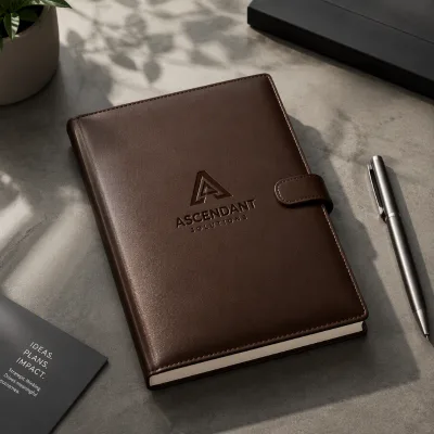 Custom Logo A5 Leather Spiral Hardcover Notebook Planner with Pen Customized Size & Paper Pages for Corporate Promotional Gifts