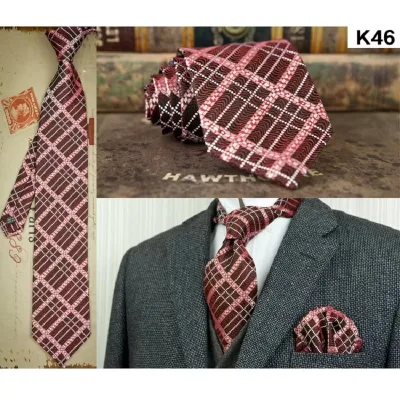 2026 New Design Luxury Men's 100% Silk Necktie Custom Logo Vintage Checkered Pattern Business Tie for Weddings Formal Events