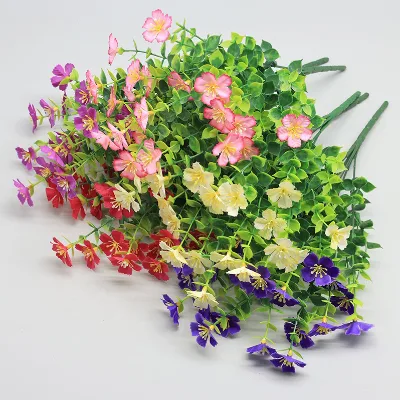 Artificial Violet Simulation Flower Wholesale Cloth Plastic with Flower Water Grass Home Garden Decoration Flower Arrangement