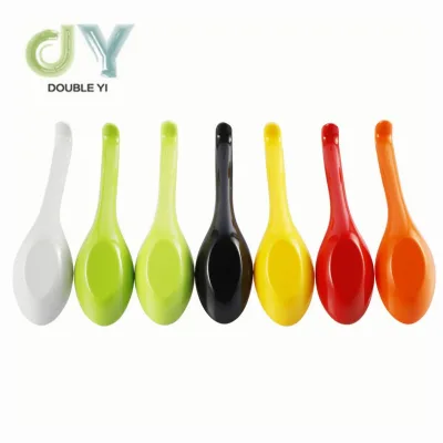 Factory Price 16 cm Plastic Melamine Soup Spoon with Hook Chinese Style for Business Gifts