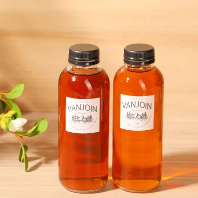 Transparent 16oz Eco-friendly Glass Bottle with Screw Cap Tamper Evident Food Grade for Kombucha Tea Water Juice Sugar & Jelly