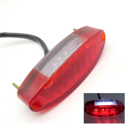 Universal Rear Lamp Dirt Bike Red LED Brake Running Tail Light License Plate Lights for Motorcycles Taillight