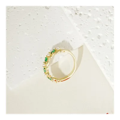 Free Video and Picture S925 Sterling Silver Green Zirconium & Freshwater Pearl Ring for Wedding Party or Anniversary