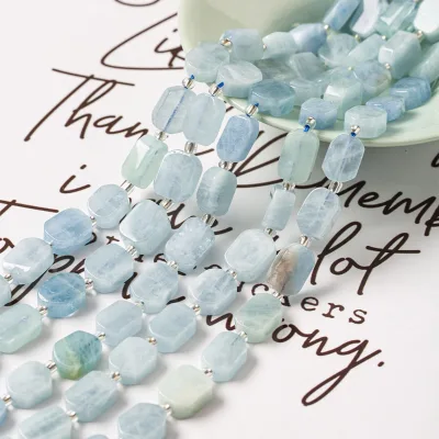 10*13 mm New Trendy Natural Gemstone Loose Beads Faceted Aquamarine Black Tourmaline Spacer Beaded for Jewelry Making