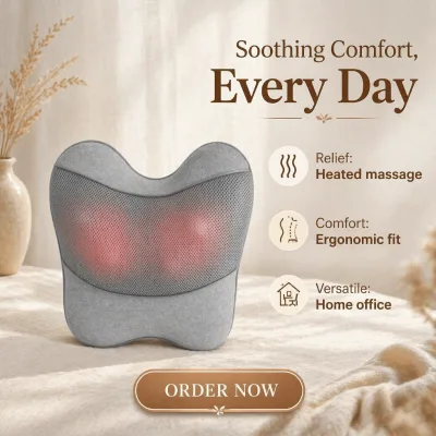 Wholesale Vibration Neck & Back Massage Pillow with Auxiliary Warm Heating Function Multifunctional Cushion