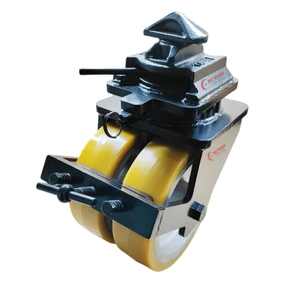 ISO Shipping Container Casters Wheels 10 Inch Double Swivel Casters Iron Core Polyurethane Metal Tread Brakes Rigid Steel