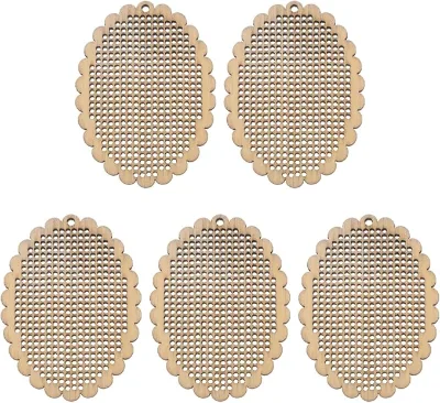Wooden Cross Stitch Blanks Kit - Wood Pendant for Crafting - Embroidery Ornaments for and Beginners Round Hanging Tags