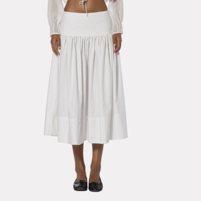 Women High Waist MIDI Skirt a Line Flowy Cotton Linen Breathable Summer Casual Beach Vintage OEM Wholesale