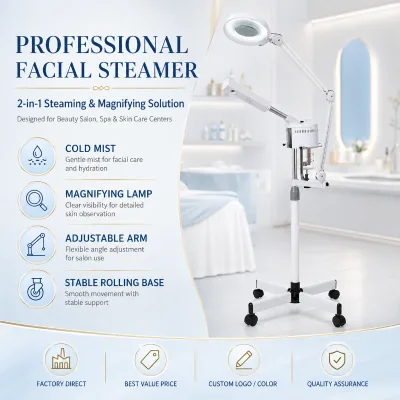 Durable 2In1 Hot Cold Nano Ozone Facial Steamer, Ion Hydrating Vertical Vaporizer Gear for Luxury Chain Beauty Institute Facial