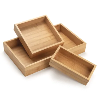Bamboo Tray, Bathroom Vanity Tray, Wood Counter Tray, Natural Wooden Basket Tray Organizer for Bathroom