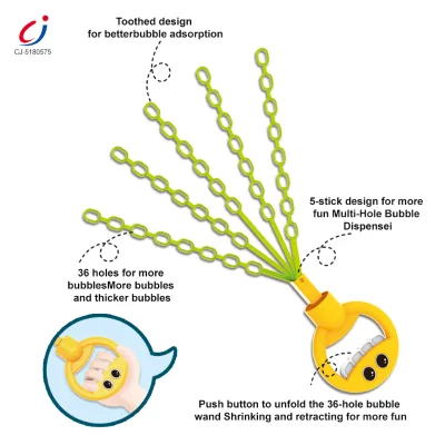 Chengji Plastic Bubble Stick Children Outdoor Bubble Blowing Toy Cartoon Smiling Face Toddler Bubble Wand Toy Set with Fun Shape