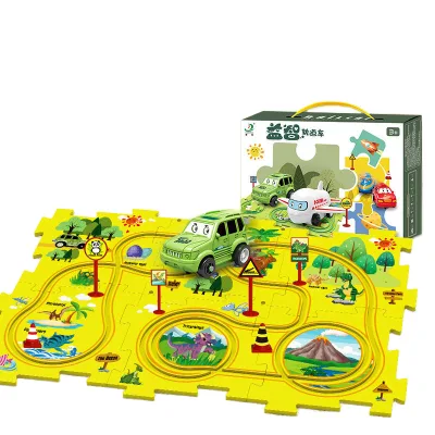 BJQ 5pcs Electric Vehicle Puzzle Board Rail Assemble Plastic Car Track Educational Train Toys for Kids