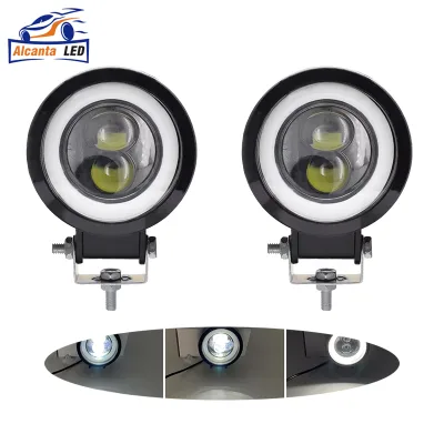 3 Inch 20W Motorbike LED Spotlight Work Light Halo Ring Round Angle Eyes LED Light for Motorcycle Off Road 4x4 Truck SUV ATV UTV