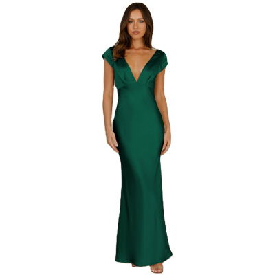 High Quality Satin Fabric Party Gowns for Women Evening White Long Chic Evening Dress