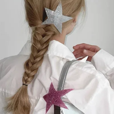Simple Ponytail Hairpins Glitter Acrylic Star Spring Hair Clips for Women Girls Hair Accessories