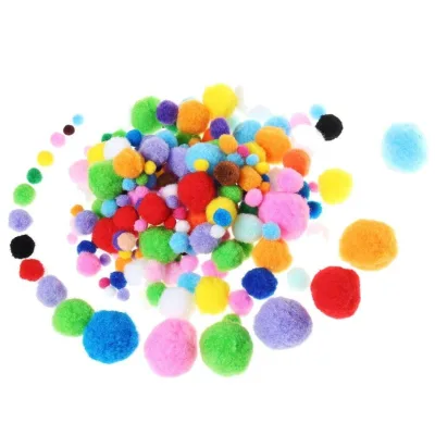 Factory Direct Wholesale Multicolor Polyester Balls Pom Poms for Kids Craft Making DIY Handcraft
