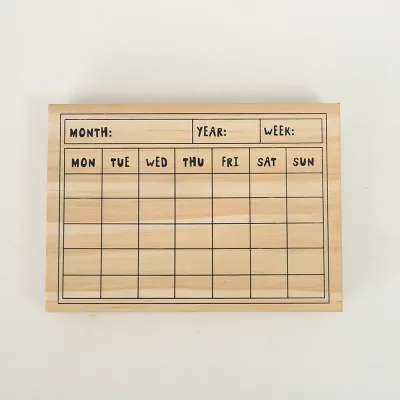 Custom Wooden Kids Stamp Set Eco Friendly Square Rectangle Rubber Stamp with PVC Box DIY Craft Educational Toy Wholesale