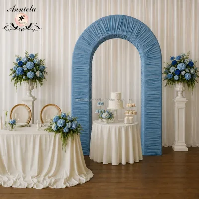 ANNIELU Aluminum U Shape Arch Backdrop Stand with Pleated Fabric Cover for Wedding Birthday Party Event Photo Booth Decor
