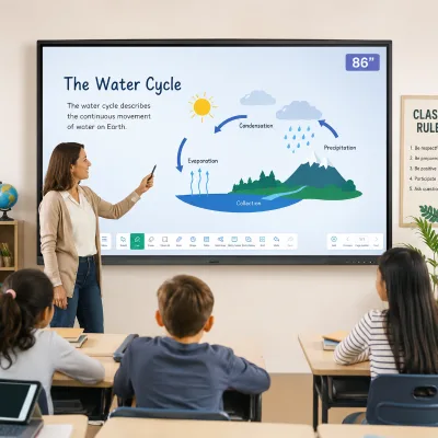 QHD 4K 86inch Interactive Smart Board 500Nits Brightness Android 14 System VESA Installation 7*24 Work Screen Meeting Education