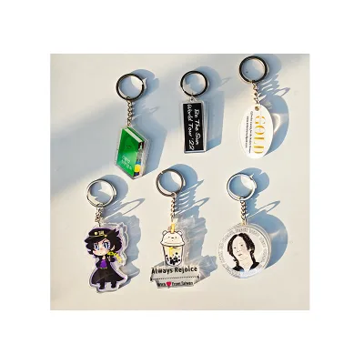 OEM Custom Cartoon Anime Acrylic Carabiner Keychain Cute Clear Transparent Plastic Printed Wholesale