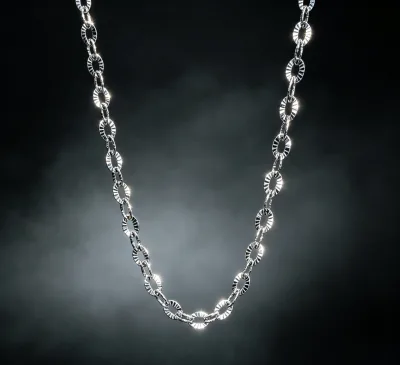 BMZ 2026 UK REACH Quality 316L High Polishing Stainless New Manual Carving Flower Pattern 3.5 mm Width Waterproof Necklace