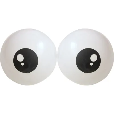 Halloween Decorations 5-Inch Bat Stickers and Plastic Skeleton Ghost Latex Balloons Eyeballs Print Balloon Arrangement