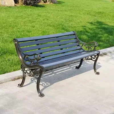 MORE DESIGN High Quality Garden Modern Leisure Cast Aluminum Legs and Solid Wood Composite Slats Park Bench Outdoor Chair