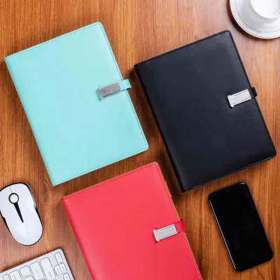 2025 New Arrival Eco-Friendly Power Bank Charger Trending US Standard Leather Notebook USB ROHS Certified-for Realtors Events