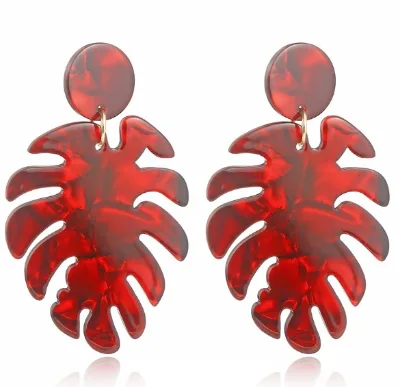 Leaf Shape Acrylic Drop Earrings Custom Acrylic Resin Earrings