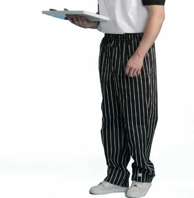 Drawstring Elastic Waist Chalk Stripe Chef Uniform Wear Pants Cargo Cook Work Chef Pants