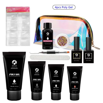 Poly Gel Kit 4 Colors Acryl Gel Nail Kit for Beginner Jelly Acrylic Gel Set for Manicure