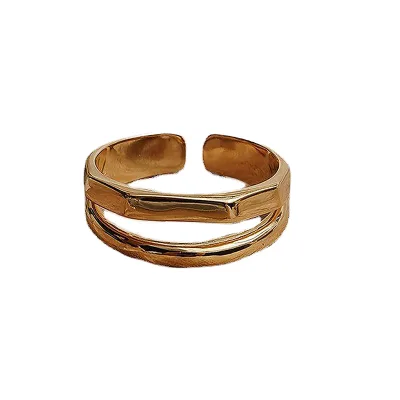 Fashionable Adjustable Lip Ring Hollow Geometric 18K Gold Plated Unisex Engagement Wedding Gift Party Food Ring Wholesale