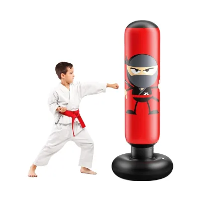 PVC Inflatable Kick Boxing Bop Bag Free Standing Punching Bag with Air Filling Stress Release Training
