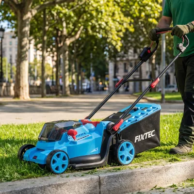 FIXTEC Battery Powered Garden Mower 2x20V Brushless 380mm 6-Height 40L Box 30% Energy Save Grass Cutter