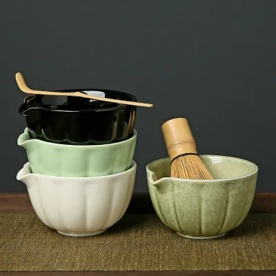 Wholesale Custom Logo Matcha Mixing Bowl Handcrafted Textured Porcelain Ceramic Matcha Bowl for Coffee Tea Accessories