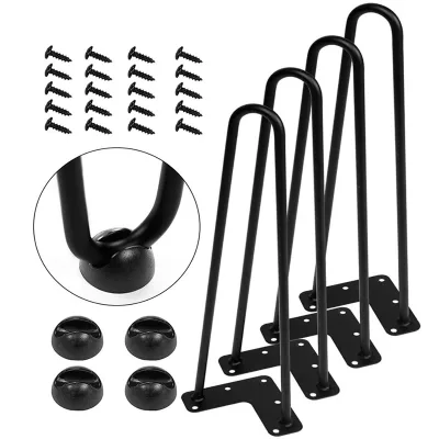 Diy Metal Iron U V Round 4-40 Inch Clips Desk Bench Feet Bar Dining Coffee Table Hairpin Legs with Rubber Pro
