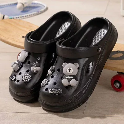 YOUXI Stepping on Excrement Eva Non-Slip Thick Bottom Slip on Toe Flower Charms Men's Summer New Fashion Indoor Outdoor Sandals